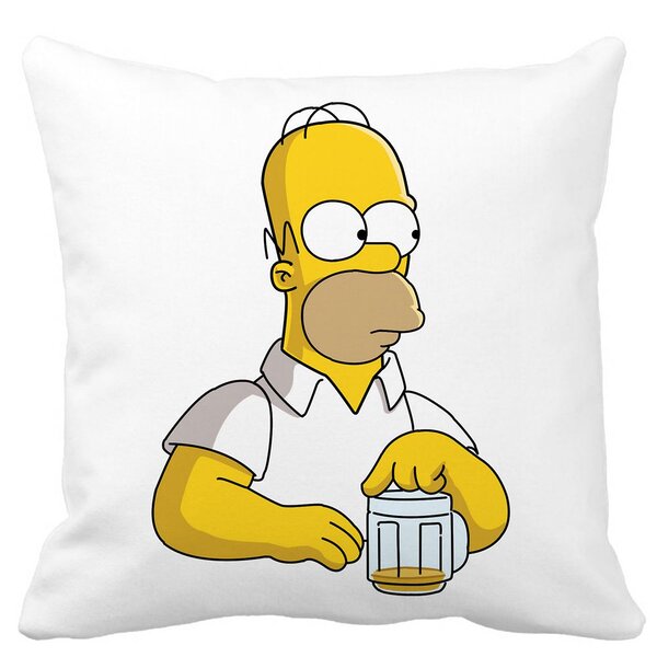 Perna Decorativa Patrata Simpsons Homer, 40x40 cm, Alba, Mata, Husa Detasabila, Burduf 11 Perna Decorativa Patrata Simpsons Homer