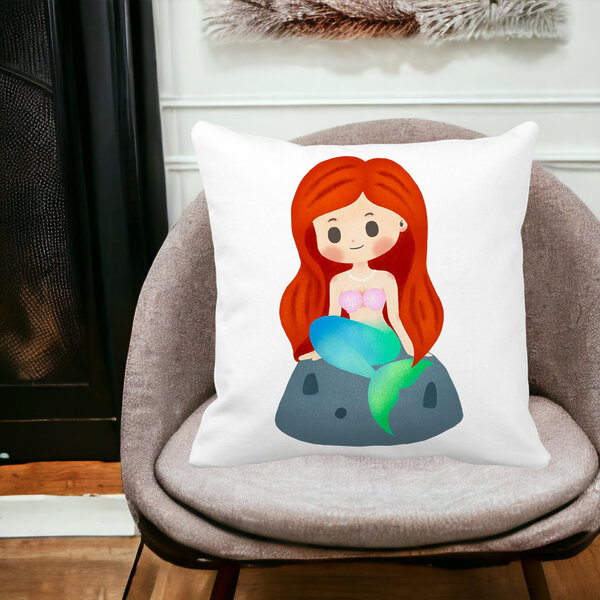 Perna Decorativa Patrata Sirena, 40x40 cm, Alba, Mata, Husa Detasabila, Burduf 12 40x40 cm