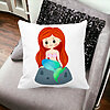 Perna Decorativa Patrata Sirena, 40x40 cm, Alba, Mata, Husa Detasabila, Burduf 19 Mata