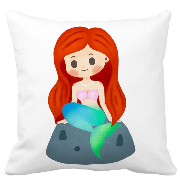 Perna Decorativa Patrata Sirena, 40x40 cm, Alba, Mata, Husa Detasabila, Burduf 11 Perna Decorativa Patrata Sirena