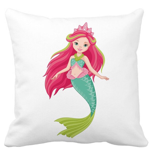 Perna Decorativa Patrata Sirena Verde, 40x40 cm, Alba, Mata, Husa Detasabila, Burduf 11 Perna Decorativa Patrata Sirena Verde