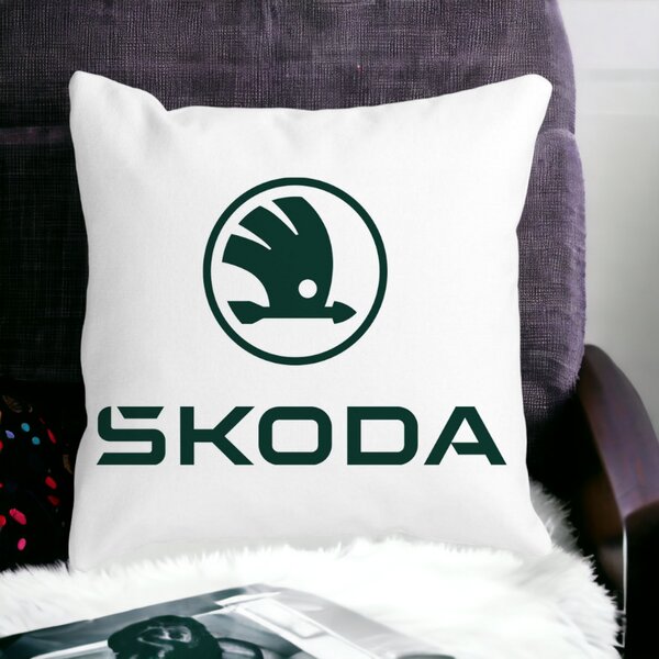 Perna Decorativa Patrata Skoda, 40x40 cm, Alba, Mata, Husa Detasabila, Burduf 12 40x40 cm