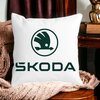 Perna Decorativa Patrata Skoda, 40x40 cm, Alba, Mata, Husa Detasabila, Burduf 19 Mata