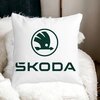 Perna Decorativa Patrata Skoda, 40x40 cm, Alba, Mata, Husa Detasabila, Burduf 20 Husa Detasabila