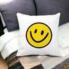 Perna Decorativa Patrata Smiley Face 2,40x40 cm, Alba, Mata, Husa Detasabila, Burduf 18 Alba