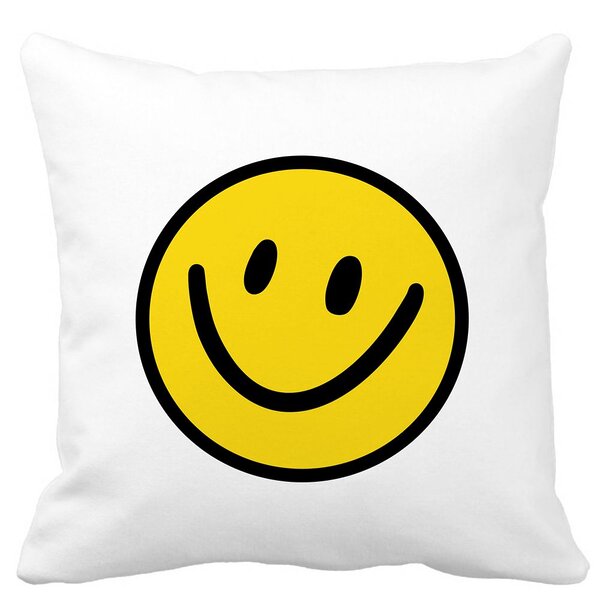 Perna Decorativa Patrata Smiley Face 2,40x40 cm, Alba, Mata, Husa Detasabila, Burduf 11 Perna Decorativa Patrata Smiley Face 2