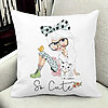 Perna Decorativa Patrata So Cute, 40x40 cm, Alba, Mata, Husa Detasabila, Burduf 19 Mata