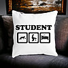 Perna Decorativa Patrata Student, 40x40 cm, Alba, Mata, Husa Detasabila, Burduf 20 40x40 cm