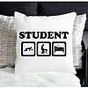 Perna Decorativa Patrata Student, 40x40 cm, Alba, Mata, Husa Detasabila, Burduf 21 Alba
