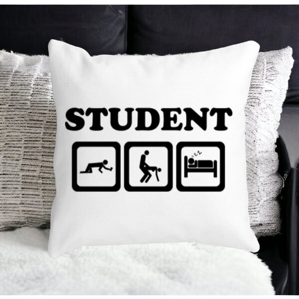 Perna Decorativa Patrata Student, 40x40 cm, Alba, Mata, Husa Detasabila, Burduf 15 Alba