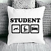 Perna Decorativa Patrata Student, 40x40 cm, Alba, Mata, Husa Detasabila, Burduf 24 Burduf