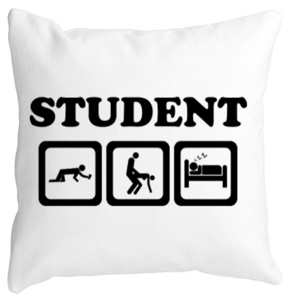 Perna Decorativa Patrata Student, 40x40 cm, Alba, Mata, Husa Detasabila, Burduf 13 Perna Decorativa Patrata Student
