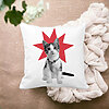 Perna Decorativa Patrata Super Cat, 40x40 cm, Alba, Mata, Husa Detasabila, Burduf 19 Mata
