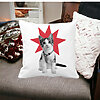 Perna Decorativa Patrata Super Cat, 40x40 cm, Alba, Mata, Husa Detasabila, Burduf 20 Husa Detasabila