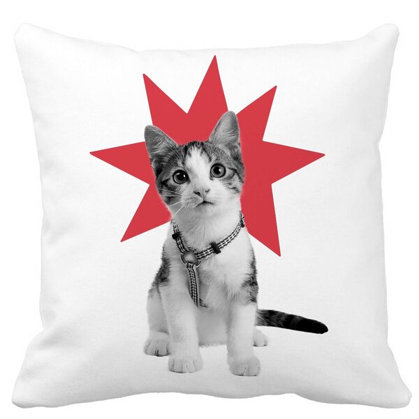 Perna Decorativa Patrata Super Cat, 40x40 cm, Alba, Mata, Husa Detasabila, Burduf 11 Perna Decorativa Patrata Super Cat