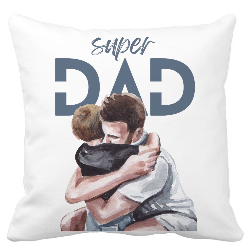 Perna Decorativa Patrata Super Dad Baieti, 40x40 cm, Alba, Mata, Husa Detasabila, Burduf 11 Perna Decorativa Patrata Super Dad Baieti