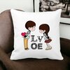 Perna Decorativa Patrata Super Love, 40x40 cm, Alba, Mata, Husa Detasabila, Burduf 20 Husa Detasabila