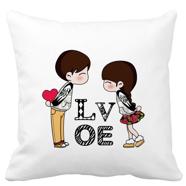 Perna Decorativa Patrata Super Love, 40x40 cm, Alba, Mata, Husa Detasabila, Burduf 11 Perna Decorativa Patrata Super Love