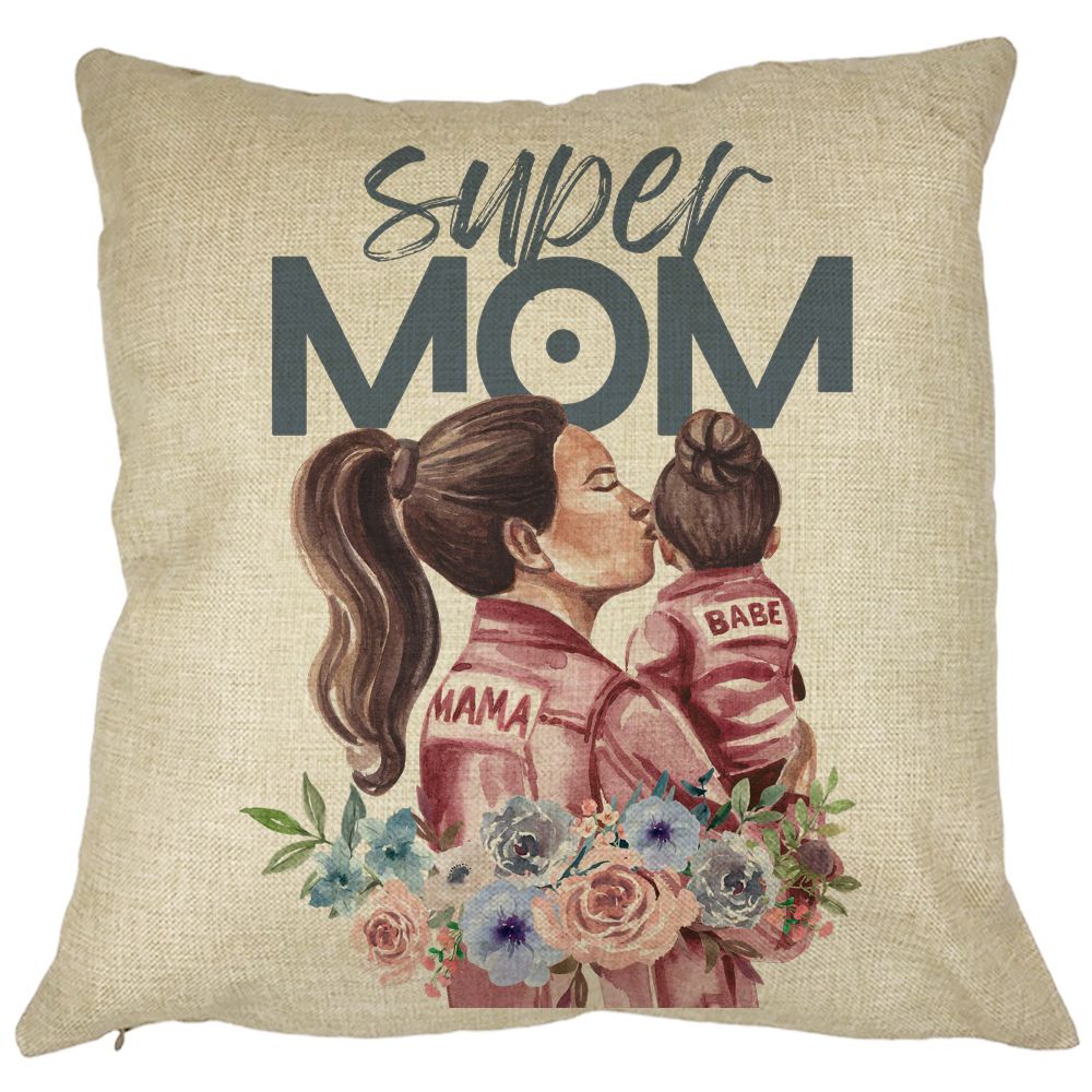Perna Decorativa Patrata Super MOM Babe, 40x40 cm, Husa Detasabila, Burduf 7 Perna Decorativa Patrata Super MOM Babe