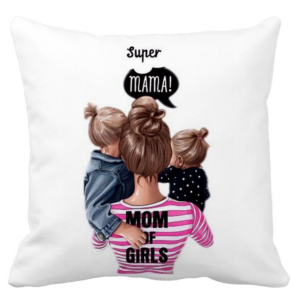 Perna Decorativa Patrata Super Mama, 40x40 cm, Alba, Mata, Husa Detasabila, Burduf 11 Perna Decorativa Patrata Super Mama