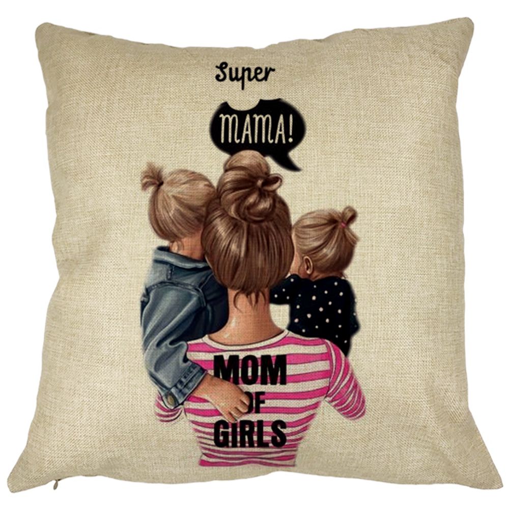 Perna Decorativa Patrata Super Mama, 40x40 cm, Husa Detasabila, Burduf 11 Perna Decorativa Patrata Super Mama