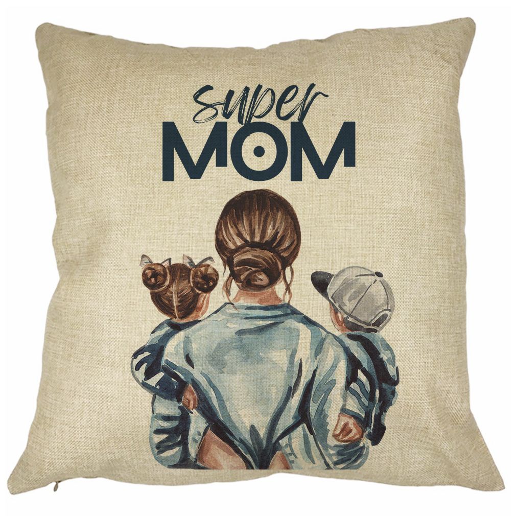 Perna Decorativa Patrata Super Mom, 40x40 cm, Husa Detasabila, Burduf 23 Perna Decorativa Patrata Super Mom