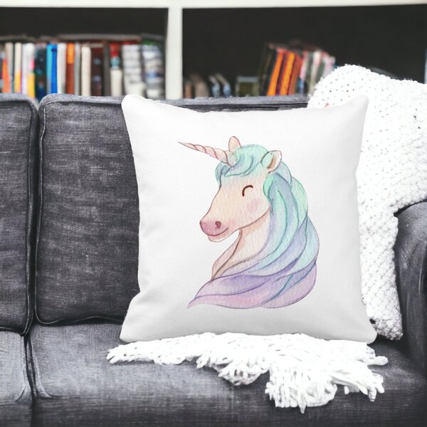 Perna Decorativa Patrata Unicorns, 40x40 cm, Alba, Mata, Husa Detasabila, Burduf 12 40x40 cm