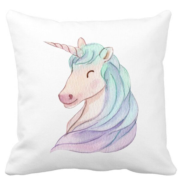 Perna Decorativa Patrata Unicorns, 40x40 cm, Alba, Mata, Husa Detasabila, Burduf 11 Perna Decorativa Patrata Unicorns