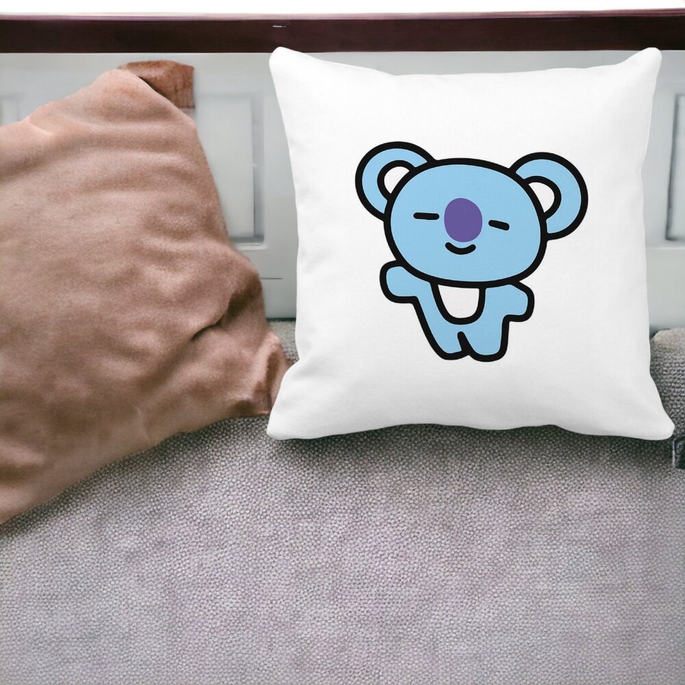 Perna Decorativa Patrata Ursulet Koala, 40x40 cm, Alba, Mata, Husa Detasabila, Burduf 12 40x40 cm