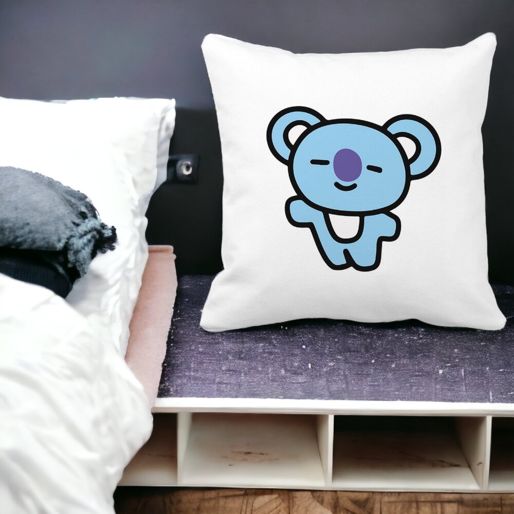 Perna Decorativa Patrata Ursulet Koala, 40x40 cm, Alba, Mata, Husa Detasabila, Burduf 13 Alba