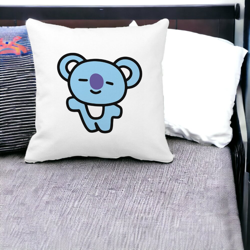 Perna Decorativa Patrata Ursulet Koala, 40x40 cm, Alba, Mata, Husa Detasabila, Burduf 14 Mata