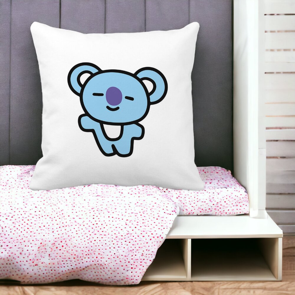 Perna Decorativa Patrata Ursulet Koala, 40x40 cm, Alba, Mata, Husa Detasabila, Burduf 15 Husa Detasabila