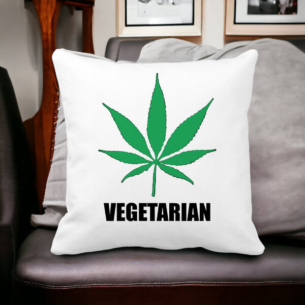 Perna Decorativa Patrata Vegetarian, 40x40 cm, Alba, Mata, Husa Detasabila, Burduf 12 40x40 cm