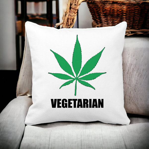 Perna Decorativa Patrata Vegetarian, 40x40 cm, Alba, Mata, Husa Detasabila, Burduf 13 Alba