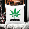 Perna Decorativa Patrata Vegetarian, 40x40 cm, Alba, Mata, Husa Detasabila, Burduf 19 Mata