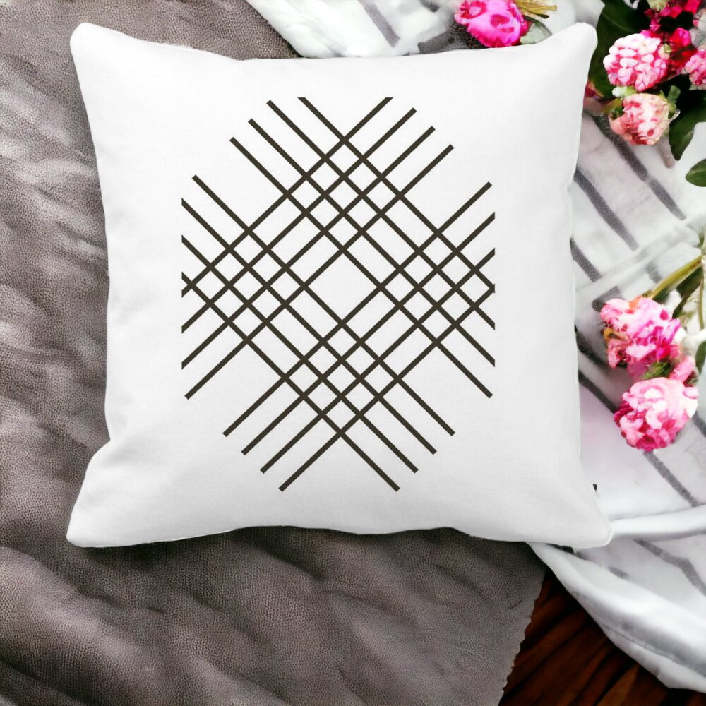 Perna Decorativa Patrata Vera, 40x40 cm, Alba, Mata, Husa Detasabila, Burduf 14 Mata