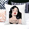 Perna Decorativa Patrata Vintage Pop Art, 40x40 cm, Alba, Mata, Husa Detasabila, Burduf 17 40x40 cm