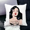 Perna Decorativa Patrata Vintage Pop Art, 40x40 cm, Alba, Mata, Husa Detasabila, Burduf 18 Alba
