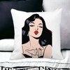 Perna Decorativa Patrata Vintage Pop Art, 40x40 cm, Alba, Mata, Husa Detasabila, Burduf 20 Husa Detasabila