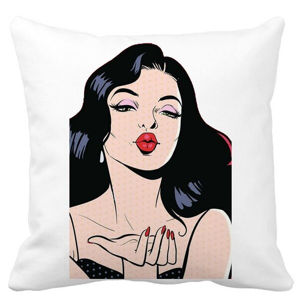 Perna Decorativa Patrata Vintage Pop Art, 40x40 cm, Alba, Mata, Husa Detasabila, Burduf 11 Perna Decorativa Patrata Vintage Pop Art