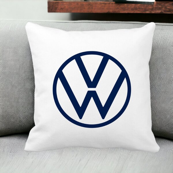 Perna Decorativa Patrata Volkswagen, 40x40 cm, Alba, Mata, Husa Detasabila, Burduf 12 40x40 cm