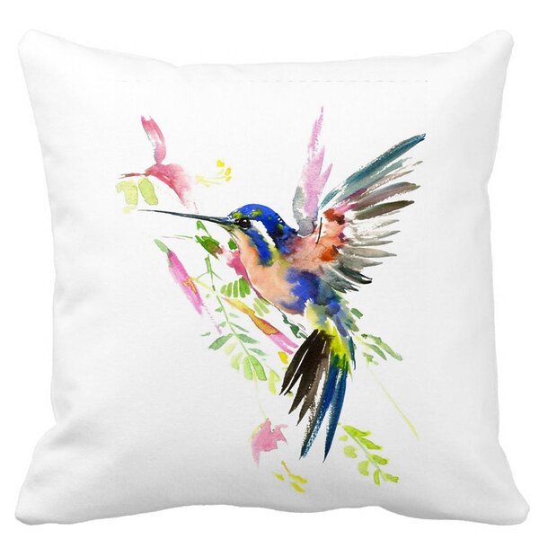 Perna Decorativa Patrata Watercolor Birds, 40x40 cm, Alba, Mata, Husa Detasabila, Burduf 13 Perna Decorativa Patrata Watercolor Birds