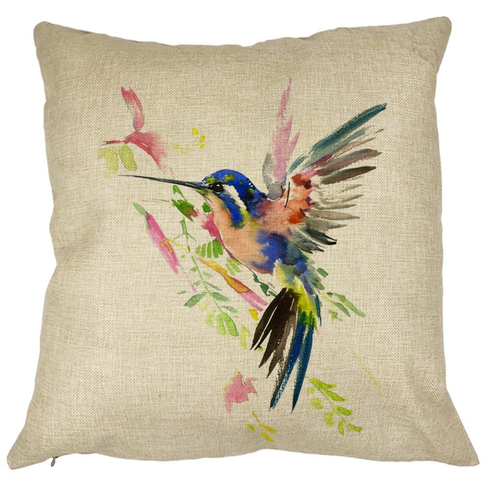 Perna Decorativa Patrata Watercolor Birds, 40x40 cm, Husa Detasabila, Burduf 11 Perna Decorativa Patrata Watercolor Birds