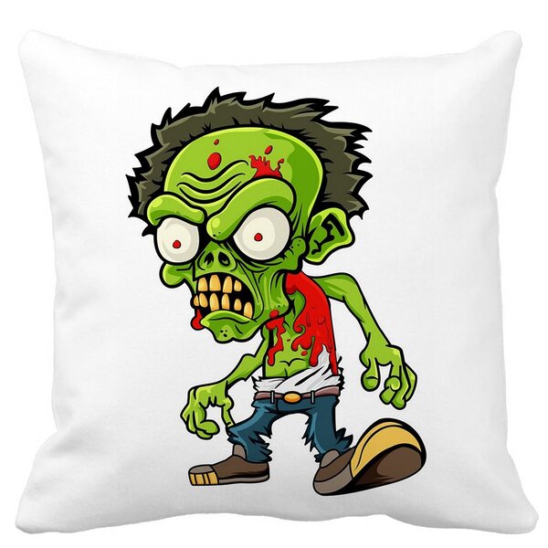 Perna Decorativa Patrata Zombie, 40x40 cm, Alba, Mata, Husa Detasabila, Burduf 11 Perna Decorativa Patrata Zombie