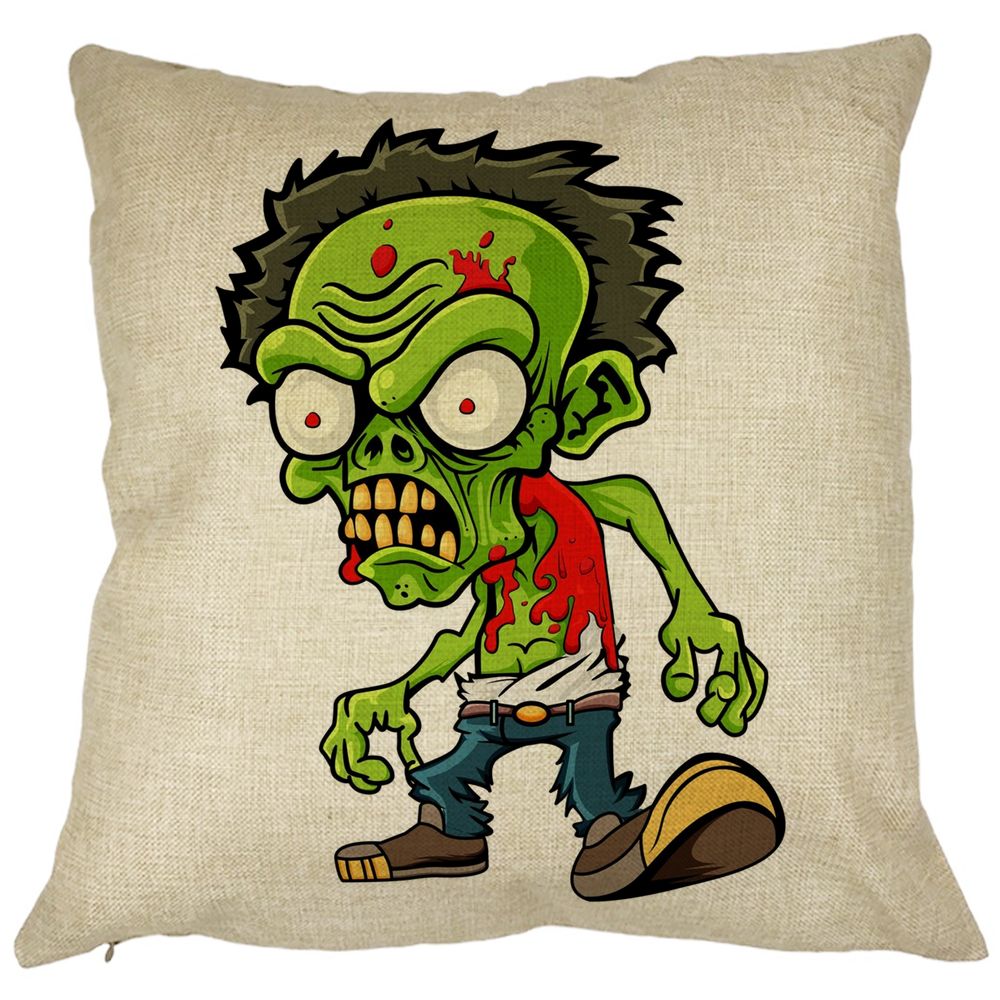 Perna Decorativa Patrata Zombie, 40x40 cm, Husa Detasabila, Burduf 7 Perna Decorativa Patrata Zombie