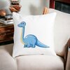 Perna Decorativa Patrata copii, Blue Dinozaur, 40x40 cm, Alba, Mata, Husa Detasabila, Burduf 19 Alba