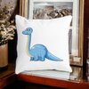 Perna Decorativa Patrata copii, Blue Dinozaur, 40x40 cm, Alba, Mata, Husa Detasabila, Burduf 20 Mata