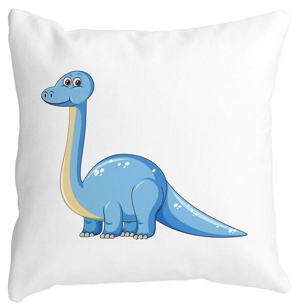 Perna Decorativa Patrata copii, Blue Dinozaur, 40x40 cm, Alba, Mata, Husa Detasabila, Burduf 11 Perna Decorativa Patrata copii