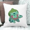 Perna Decorativa Patrata copii Bulbasaur, 40x40 cm, Alba, Mata, Husa Detasabila, Burduf 18 Alba