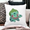 Perna Decorativa Patrata copii Bulbasaur, 40x40 cm, Alba, Mata, Husa Detasabila, Burduf 20 Husa Detasabila